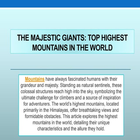 The Majestic Giants Top Highest Mountains in the World.pptx