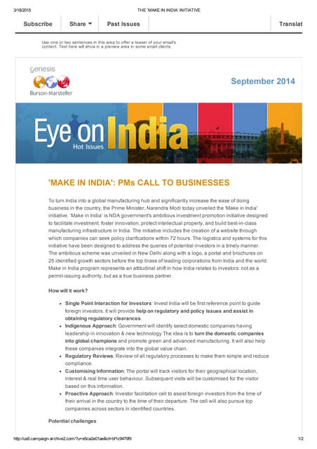 The ’make in india’ initiative