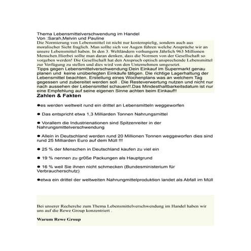 Thema lebensmittelverschwendung im handel