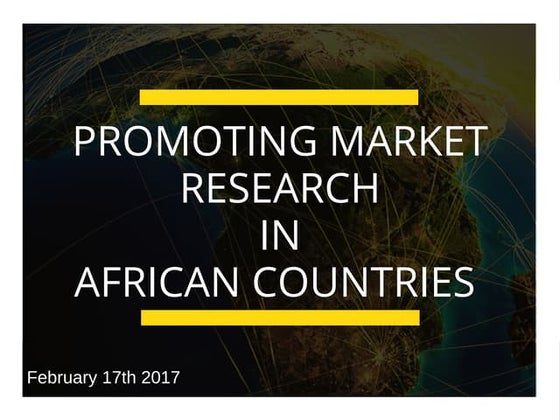 The Marketing of MR: Promoting Market Research in African Economies