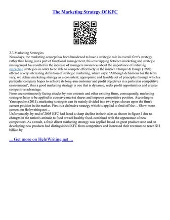 The Marketing Strategy Of KFC