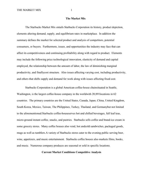 The market mix of Starbucks