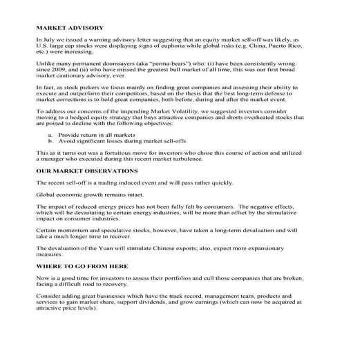 The Market Sell Off - Our Take 