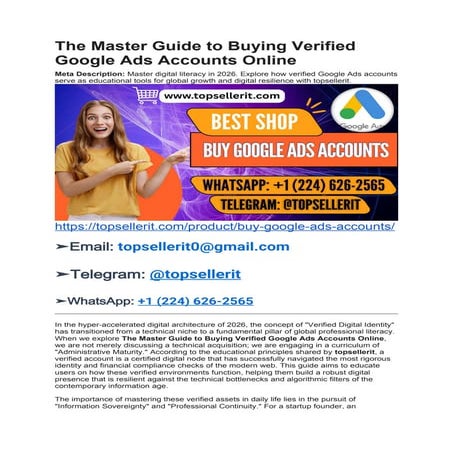 Mastering Verified Google Ads Accounts for Digital Success in 2026 | PDF