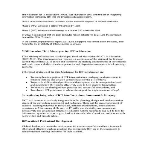 The masterplan for it in education