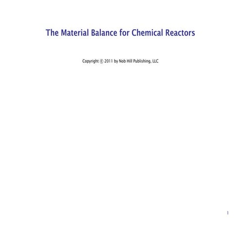 The Material Balance for Chemical Reactors