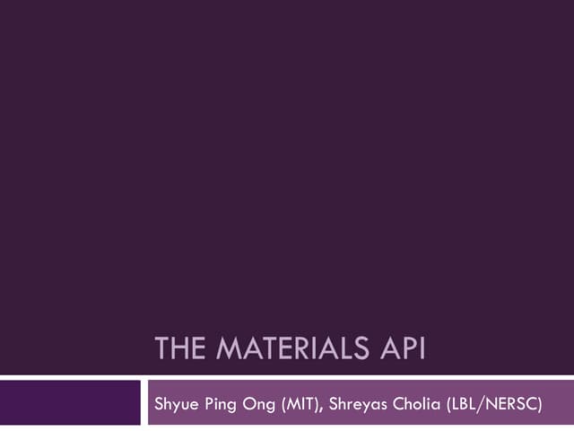The Materials API