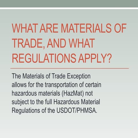 49 CFR 173.6 - The Materials of Trade Exception to the Hazardous Materials Re...