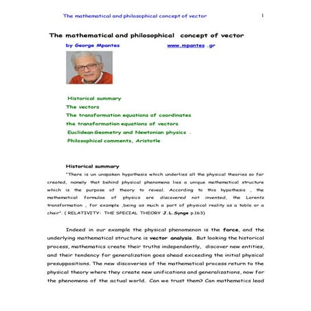 The mathematical and philosophical concept of vector