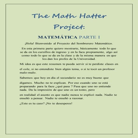 The math hatter project. Matemática Cero.