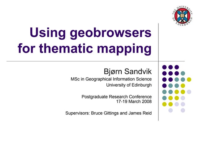 Using geobrowsers for thematic mapping