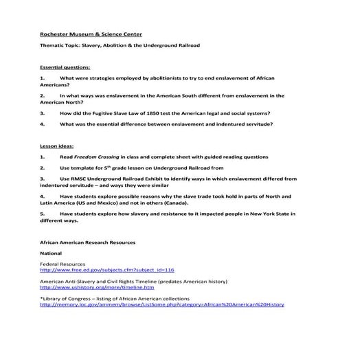 Thematic unit on african american history