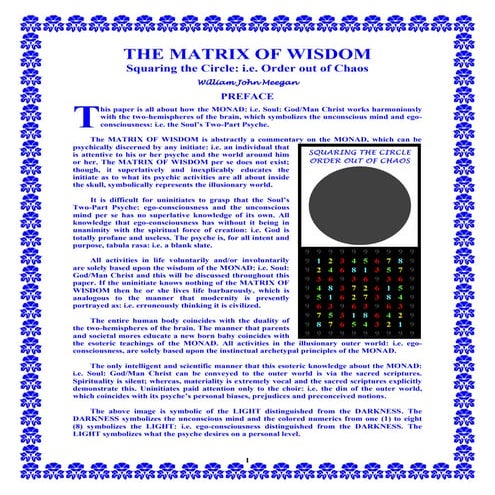 MATRIX OF WISDOM: Order out of Chaos