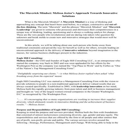 The Maverick Mindset Melissa Jezior's Approach Towards Innovative ...