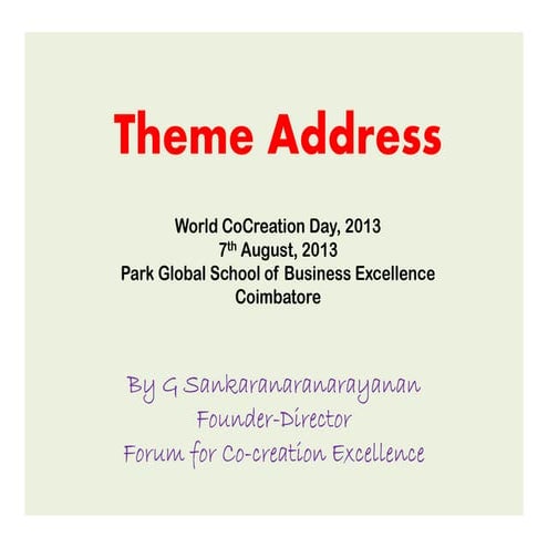 Theme address-world cocreation day 2013