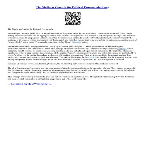  The Media As Conduit For Political Propaganda Essay