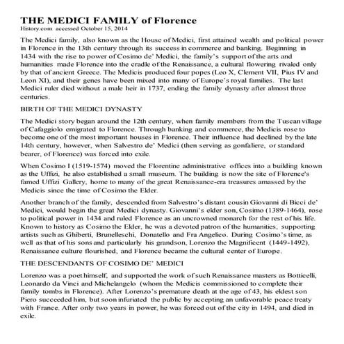 The medici family shorter