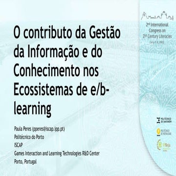 O Contributo da Gestão da Informação e do Conhecimentos nos Ecossistemas de e/b-learning