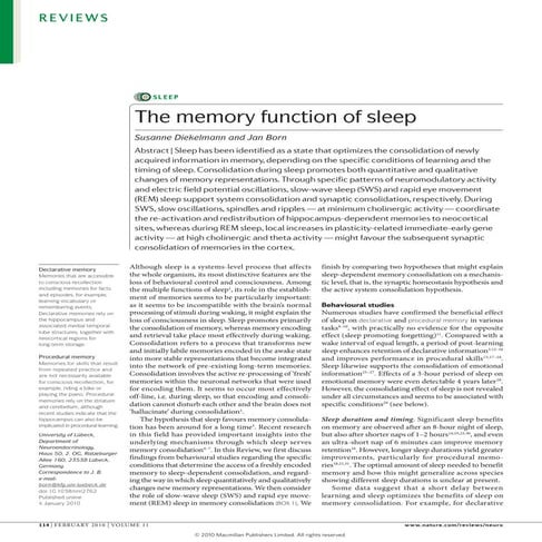 The memory function of sleep