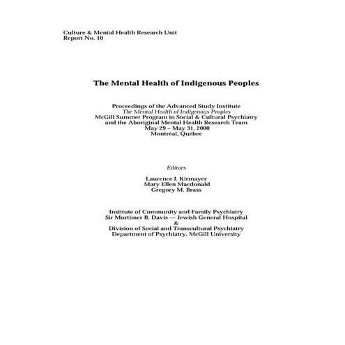 The mental health of indigenous peoples | PDF
