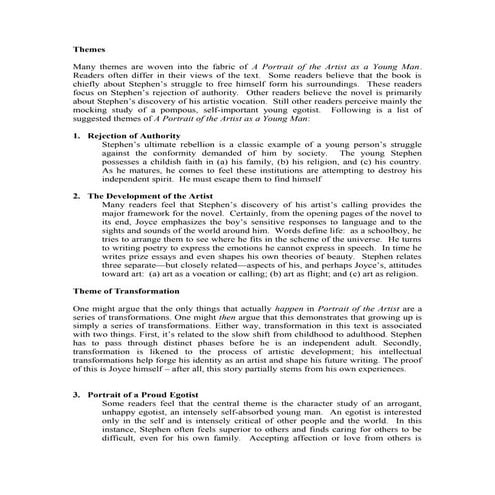 Themes of A Portrait of the Artist as a Young Man