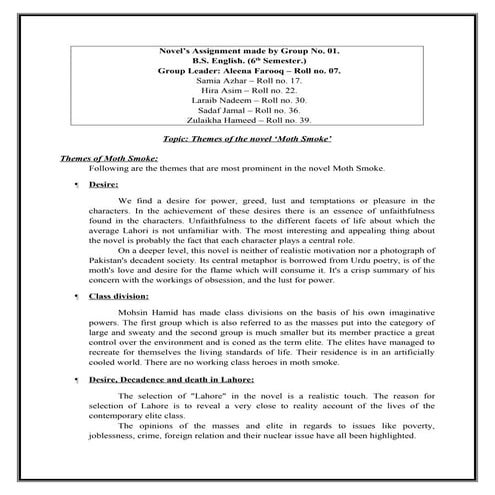 Themes of Moth Smoke.