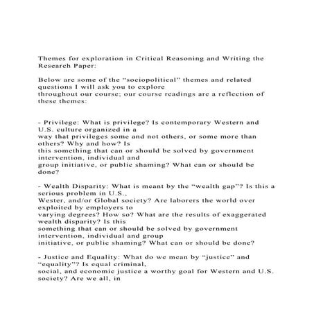 Themes for exploration in Critical Reasoning and Writing the R.docx