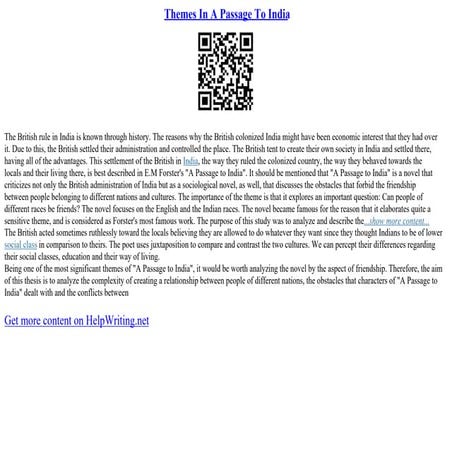 Themes In A Passage To India