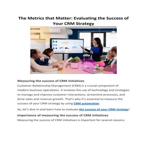 The Metrics that Matter - Evaluating the Success of Your CRM Strategy - Slide...