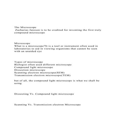 The Microscope Zacharias Janssen is to be credited for i.docx