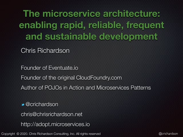 TDC2020 - The microservice architecture: enabling rapid, reliable, frequent a...