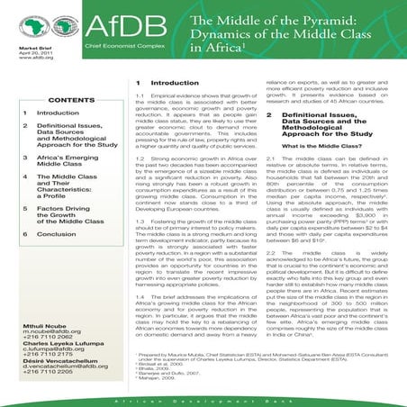 "The Middle of the Pyramid" - The dynamics of the middle class in Africa