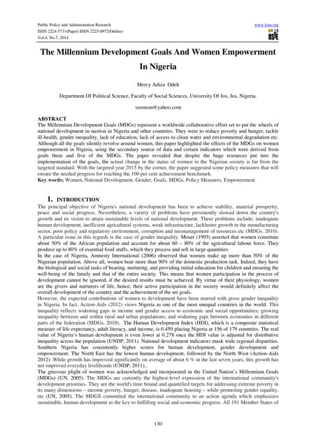 The millennium development goals and women empowerment in nigeria