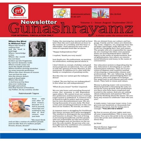 The Mindfood Newsletter Aug Sept,12