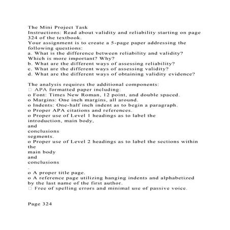 The Mini Project Task Instructions Read about validity and reliab.docx