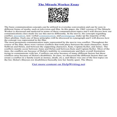 The Miracle Worker ( 1962 ) Essay | PDF