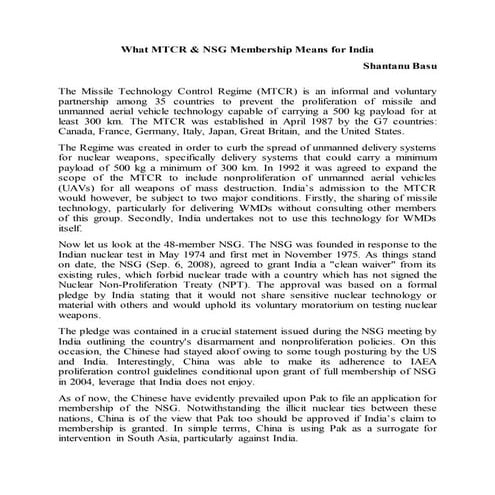 What MTCR & NSG Membership Means for India
