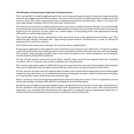 The mistake of designing an app that is output driven