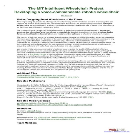 The mit intelligent wheelchair project | PDF