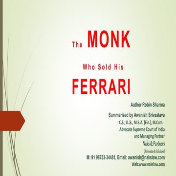 The monk who sold Ferrari_Summary_ June 2019