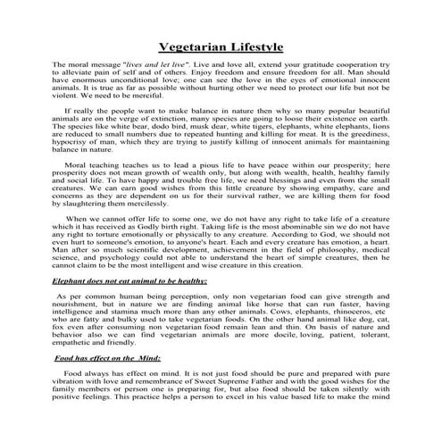 Vegetarian Lifestyle