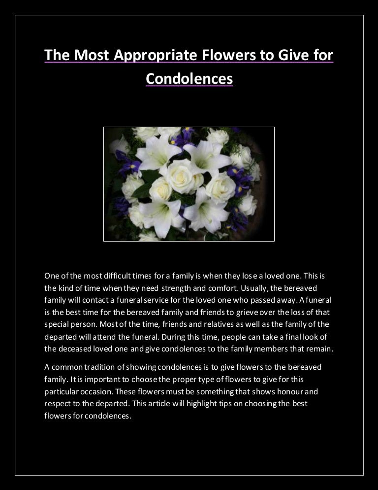 The Most Appropriate Flowers to Give for Condolences