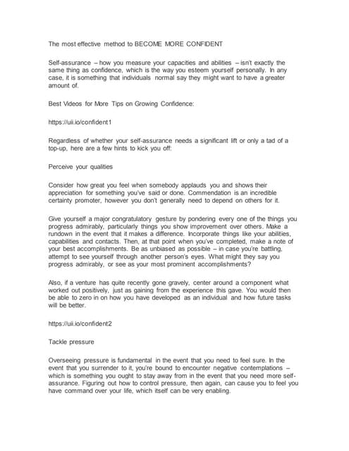 The Most Effective Method To Become More Confident Pdf The Most Effective Method To Become More Confident Pdf