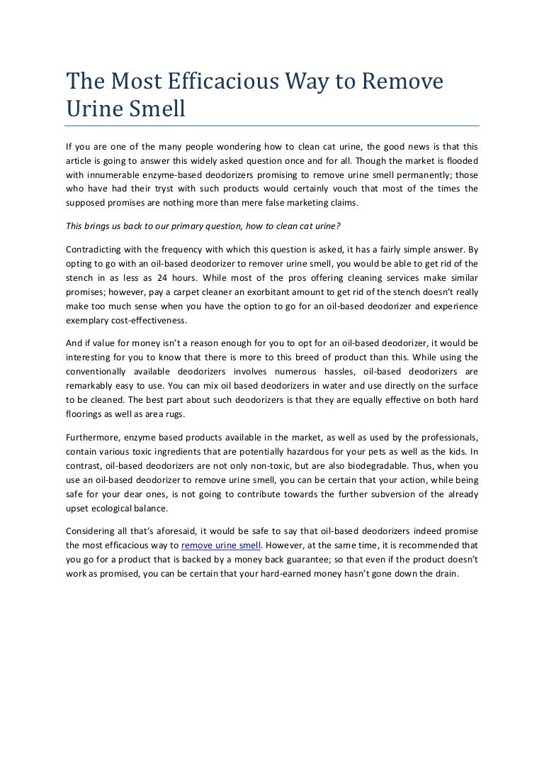 The most efficacious way to remove urine smell