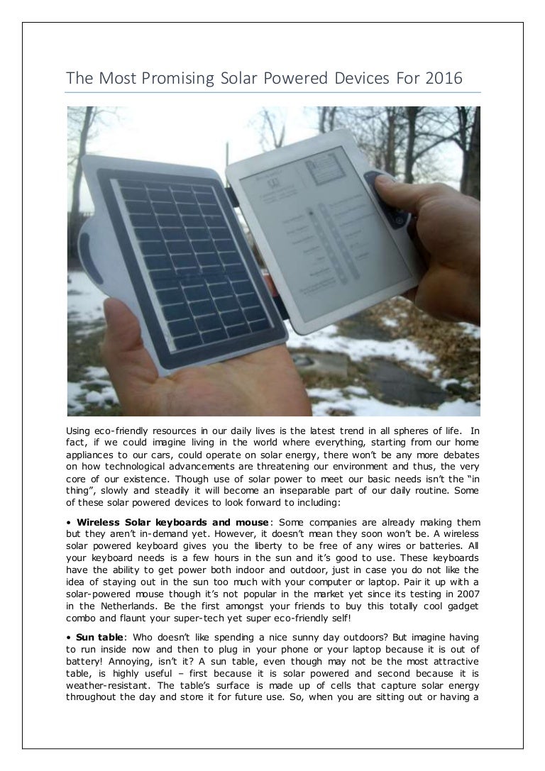 The most promising solar powered devices in 2016
