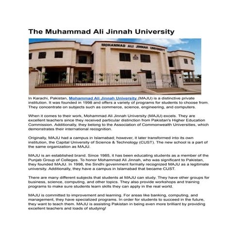 The Muhammad Ali Jinnah University | PDF