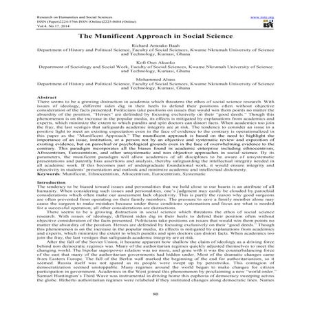 The munificent approach in social science