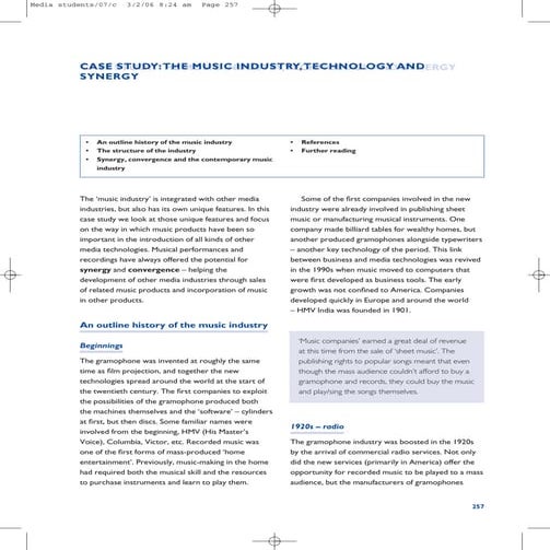 The Music Industry, Technology and Synergy 