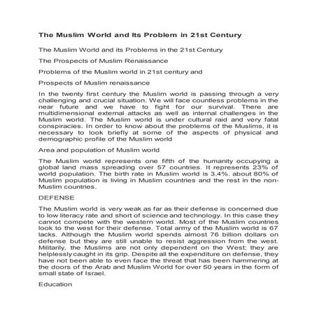 The muslim world and its problem in 21st centuryvhjgvhj