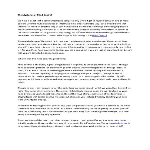 The mysteries of mind control